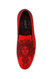 BARABAS Men's Medusa Rhinestone Jewels Slip On Dress Shoes 2SHR12 Red