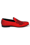 BARABAS Men's Medusa Rhinestone Jewels Slip On Dress Shoes 2SHR12 Red