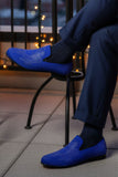Barabas Wholesale Men's Medusa Rhinestone Jewels Slip On Dress Shoes 2SHR12 Royal Blue