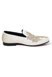 Barabas Wholesale Men's Medusa Rhinestone Jewels Slip On Dress Shoes 2SHR12 White