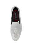 Barabas Wholesale Men's Medusa Rhinestone Jewels Slip On Dress Shoes 2SHR12 White