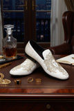 Barabas Wholesale Men's Medusa Rhinestone Jewels Slip On Dress Shoes 2SHR12 white Gold