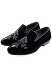 Barabas Wholesale Men's Sequin Velvet Design Slip On Loafer Shoes 2SHR2 Black Black