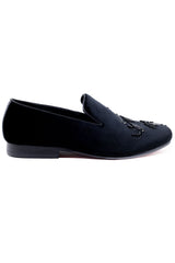 Barabas Wholesale Men's Sequin Velvet Design Slip On Loafer Shoes 2SHR2 Black Black