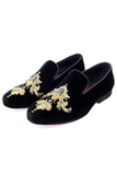 Barabas Wholesale Men's Sequin Velvet Design Slip On Loafer Shoes 2SHR2 Black Gold