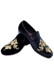 Barabas Wholesale Men's Sequin Velvet Design Slip On Loafer Shoes 2SHR2 Black Gold