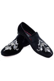 Barabas Wholesale Men's Sequin Velvet Design Slip On Loafer Shoes 2SHR2 Black Silver
