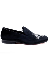 Barabas Wholesale Men's Sequin Velvet Design Slip On Loafer Shoes 2SHR2 Black Silver