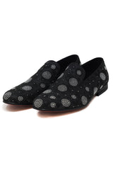 Barabas Wholesale Men's Circular Rhinestone Jewels Slip On Dress Shoes 2SHR4 Black