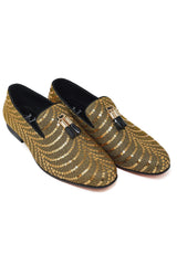Barabas Wholesale Men's Sequin Design Tassel Slip On Loafer Shoes 2SHR8 Gold