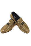 Barabas Wholesale Men's Sequin Design Tassel Slip On Loafer Shoes 2SHR8 Gold