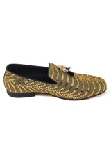 Barabas Wholesale Men's Sequin Design Tassel Slip On Loafer Shoes 2SHR8 Gold