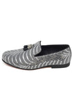 Barabas Wholesale Men's Sequin Design Tassel Slip On Loafer Shoes 2SHR8 Grey Silver