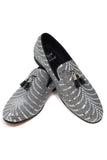 Barabas Wholesale Men's Sequin Design Tassel Slip On Loafer Shoes 2SHR8 Grey Silver