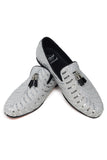 Barabas Wholesale Men's Sequin Design Tassel Slip On Loafer Shoes 2SHR8 White Silver