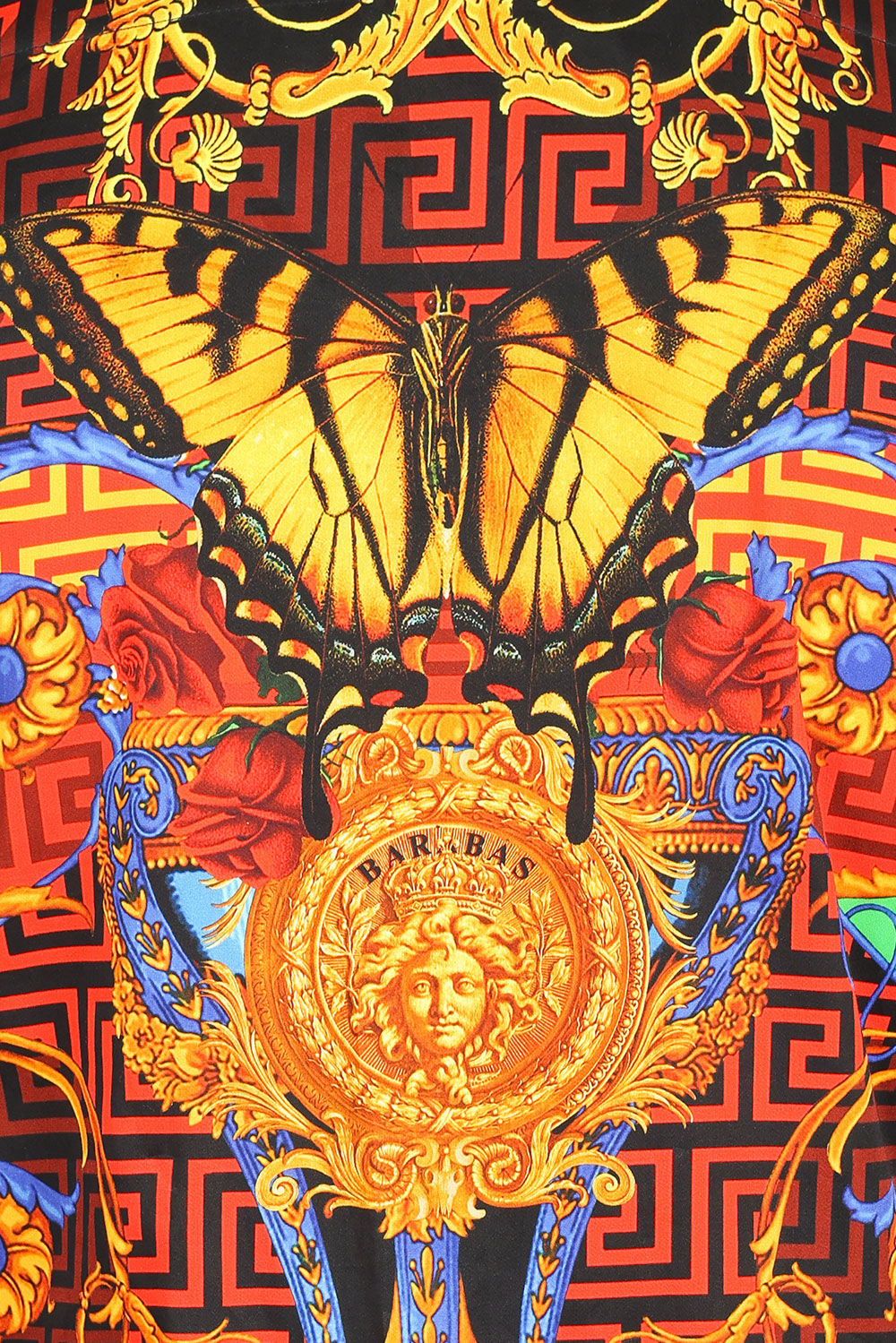 Barabas Wholesale Men's Medusa Floral Baroque Butterfly Greek Shirt 2SP223 Red