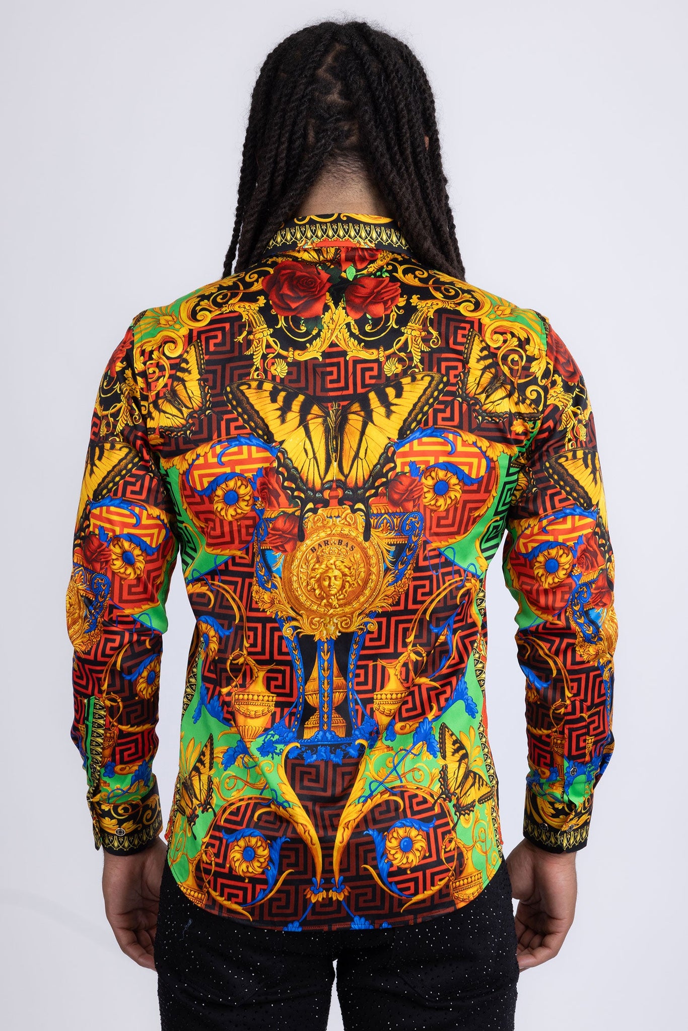 Barabas Wholesale Men's Medusa Floral Baroque Butterfly Greek Shirt 2SP223 Multi