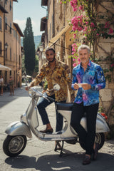 Barabas Wholesale men's Peacock Abstract printed long sleeve shirts 2SP31 Gold Blue