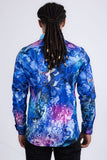 Barabas Wholesale men's Peacock Abstract printed long sleeve shirts 2SP31 Navy