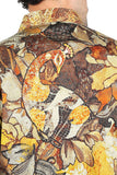 Barabas Wholesale men's Peacock Abstract printed long sleeve shirts 2SP31 Brown