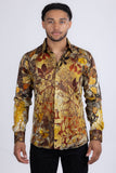 Barabas Wholesale men's Peacock Abstract printed long sleeve shirts 2SP31 Caramel