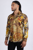 Barabas Wholesale men's Peacock Abstract printed long sleeve shirts 2SP31 Brown