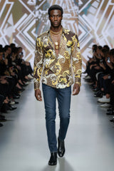 Barabas Wholesale men's Leopard Floral Greek Key Pattern Baroque Shirts 2SP34 Coffee