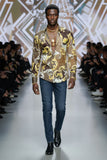 Barabas Wholesale men's Leopard Floral Greek Key Pattern Baroque Shirts 2SP34 Coffee