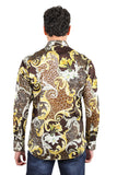Barabas Wholesale men's Leopard Floral Greek Key Pattern Baroque Shirts 2SP34 Brown