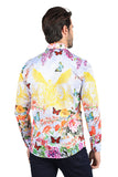Barabas Wholesale Men's floral butterfly bird printed Long Sleeve Shirts 2SP38 2SP38 Orange