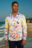 Barabas Wholesale Men's floral butterfly bird printed Long Sleeve Shirts 2SP38 Yellow