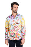 Barabas Wholesale Men's floral butterfly bird printed Long Sleeve Shirts 2SP38 2SP38 Yellow