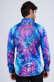 Barabas Wholesale Men's Rhinestone Medusa Floral Angeles Baroque Shirt 2SPR220 Blue