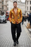 Barabas Wholesale Men's Rhinestone Medusa Floral Angeles Baroque Shirt 2SPR220 Rust