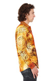 Barabas Wholesale Men's Rhinestone Medusa Floral Angeles Baroque Shirt 2SPR220 Red
