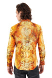 Barabas Wholesale Men's Rhinestone Medusa Floral Angeles Baroque Shirt 2SPR220 Rust