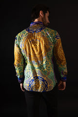 Barabas Wholesale Men's Rhinestone Medusa Floral Baroque leopard Shirt 2SPR221 Multi Color