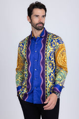 Barabas Wholesale Men's Rhinestone Medusa Floral Baroque leopard Shirt 2SPR221 Multi Color