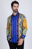 Barabas Wholesale Men's Rhinestone Medusa Floral Baroque leopard Shirt 2SPR221 Multi Color