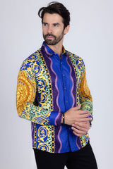 Barabas Wholesale Men's Rhinestone Medusa Floral Baroque leopard Shirt 2SPR221 Multi Color