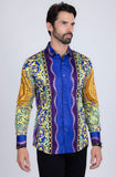 Barabas Wholesale Men's Rhinestone Medusa Floral Baroque leopard Shirt 2SPR221 Multi Color