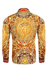 Barabas Wholesale Men's Rhinestone Medusa Floral Baroque leopard Shirt 2SPR221 Gold