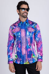 Barabas Wholesale Men's Rhinestone Medusa Floral Printed Baroque Shirt 2SPR222
