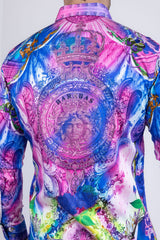 Barabas Wholesale Men's Rhinestone Medusa Floral Printed Baroque Shirt 2SPR222