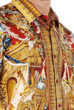 Barabas Wholesale Men's Rhinestone Medusa Floral Printed Baroque Shirt 2SPR222