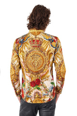 Barabas Wholesale Men's Rhinestone Medusa Floral Printed Baroque Shirt 2SPR222