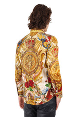 Barabas Wholesale Men's Rhinestone Medusa Floral Printed Baroque Shirt 2SPR222