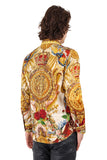 Barabas Wholesale Men's Rhinestone Medusa Floral Printed Baroque Shirt 2SPR222