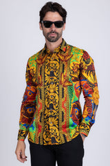 Barabas Wholesale Men's Rhinestone Medusa Floral Baroque Butterfly Shirt 2SPR223 Multi