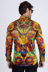 Barabas Wholesale Men's Rhinestone Medusa Floral Baroque Butterfly Shirt 2SPR223 Multi